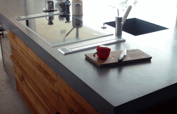Дизайн интерьера кухни | Бетонная столешница